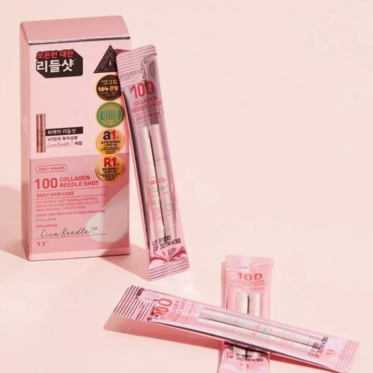 VT 100 Collagen Reedle Shot 10x 2ml - Intensiv feuchtigkeitsspendende Ampullenkur mit Kollagen