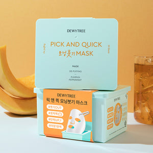 DEWYTREE Pick and Quick De-Puff Mask Sheet - Abschwellende & feuchtigkeitsspendende Tuchmasken 30 Stück