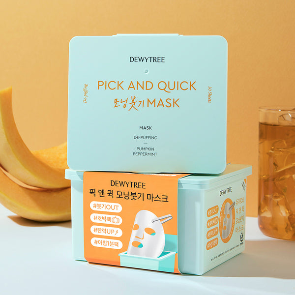 DEWYTREE Pick and Quick De-Puff Mask Sheet - Abschwellende & feuchtigkeitsspendende Tuchmasken 30 Stück
