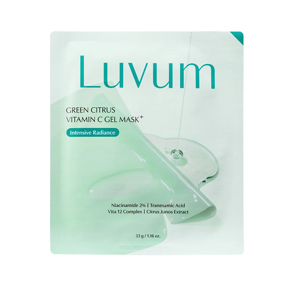 LUVUM Green Citrus Vitamin C Gel Mask+ - 1x Single Sheet / Hydrogel Mask for Radiant & Soothed Skin