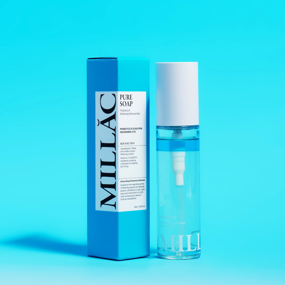 MILLAC Probiotics III Brightening Intimate Perfume Mist – Pure Soap Aufhellender Intim-Mist mit frischem Duft 50 ml