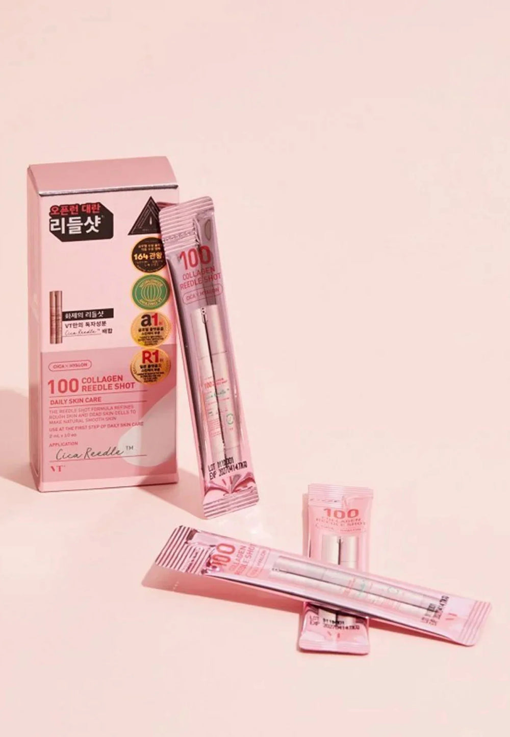 VT 100 Collagen Reedle Shot 10x 2ml - Intensiv feuchtigkeitsspendende Ampullenkur mit Kollagen